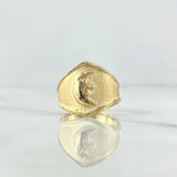 Anillo Sello Cara Luna 1.85gr / T7 / Mate Texturizado Oro Amarillo 18K