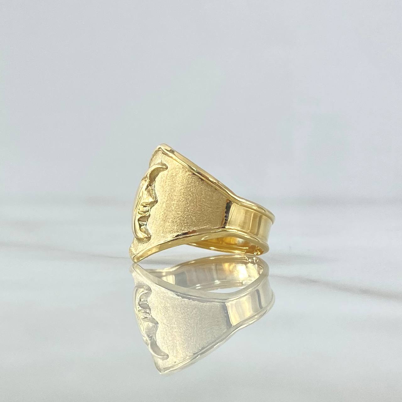 Anillo Sello Cara Luna 1.85gr / T7 / Mate Texturizado Oro Amarillo 18K