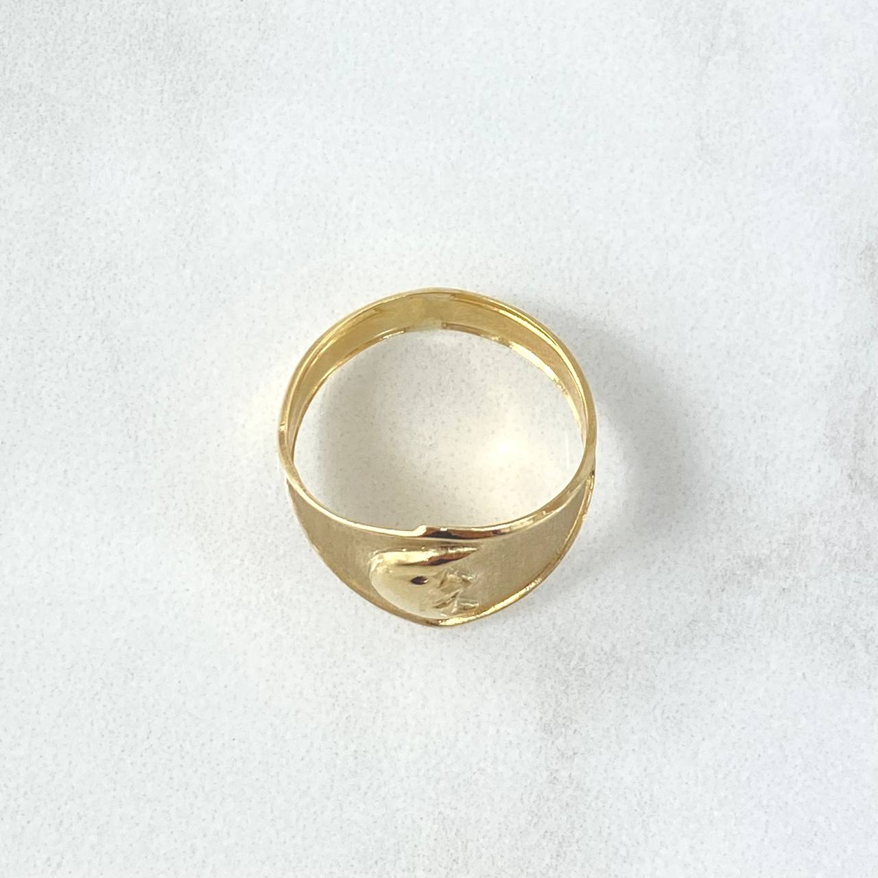 Anillo Sello Cara Luna 1.9gr / T7 / Mate Oro Amarillo 18K *