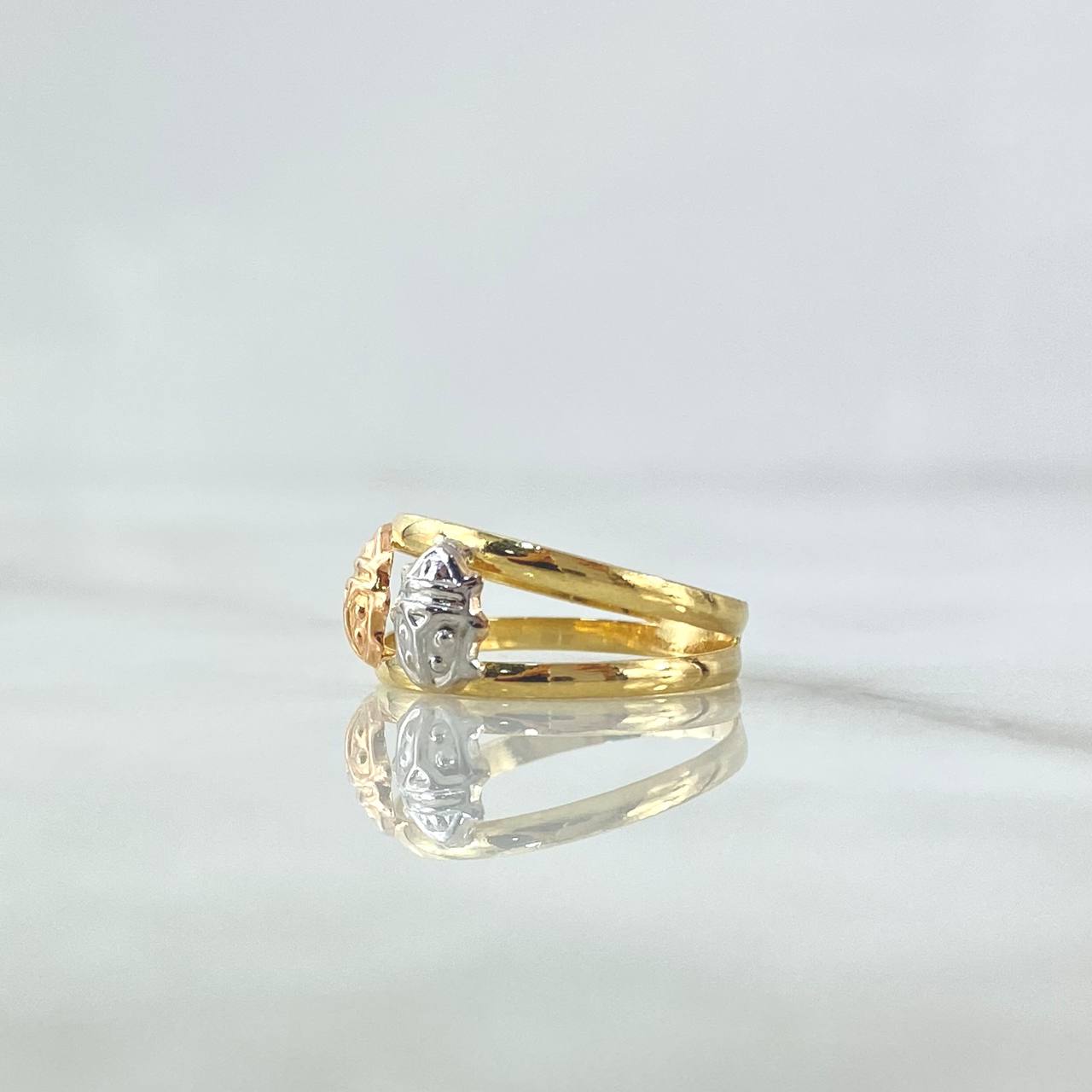 Anillo Mariquitas - Doble Línea 1.1gr / T3 3/4 / Tres Oros 18K *