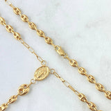 Rosario GC Virge Milagrosa 7.25gr / 52cm / 3mm-5mm Lisa Cruz Cristo Bordeada Oro Amarillo 18K *(Oferta)