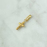 Dije Cruz Cristo 0.55gr / 2.2cm / Puntas Planas Lisa Oro Amarillo 18K