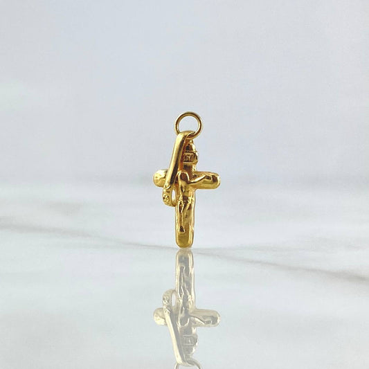 Dije Cruz Cristo 0.55gr / 2.2cm / Puntas Planas Lisa Oro Amarillo 18K