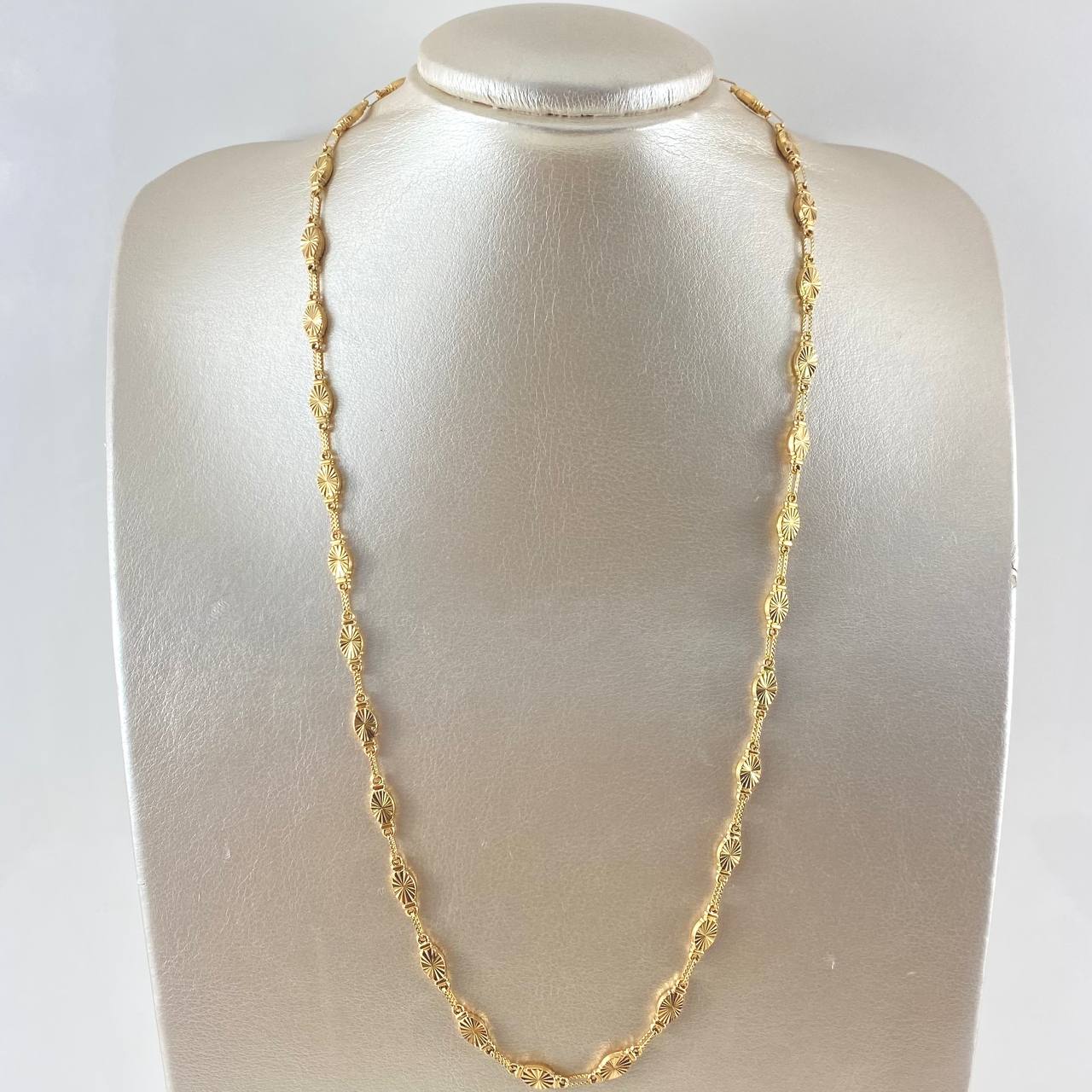 Cadena Rustica 12.1gr / 60cm / 5.5mm Diamantada Texturizada Oro Amarillo 18K