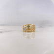 Anillo Trebol 5.25gr / T6 3/4 / Circones Blancos Verdes Dos Oros Amarillo Blanco 18K #