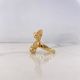 Anillo Oso 7.45gr / T8 1/4 / Circones Negros Blancos Oro Amarillo 18K $