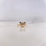 Anillo Oso 2.15gr / T6 1/4 / Circones Negros Blancos Oro Amarillo 18K $