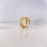 Anillo Argolla Tribal 5.3gr / T6 3/4 / Circones Blancos Oro Amarillo 18K #