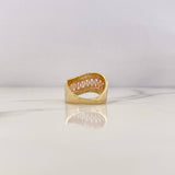 Anillo Banda 5.8gr / T7 1/2 / Circones Blancos Dos Oros Amarillo Blanco 18K &