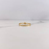 Anillo Solitario Cadena 1.4gr / T7 1/4 / Circon Blanco Oro Amarillo 18K &