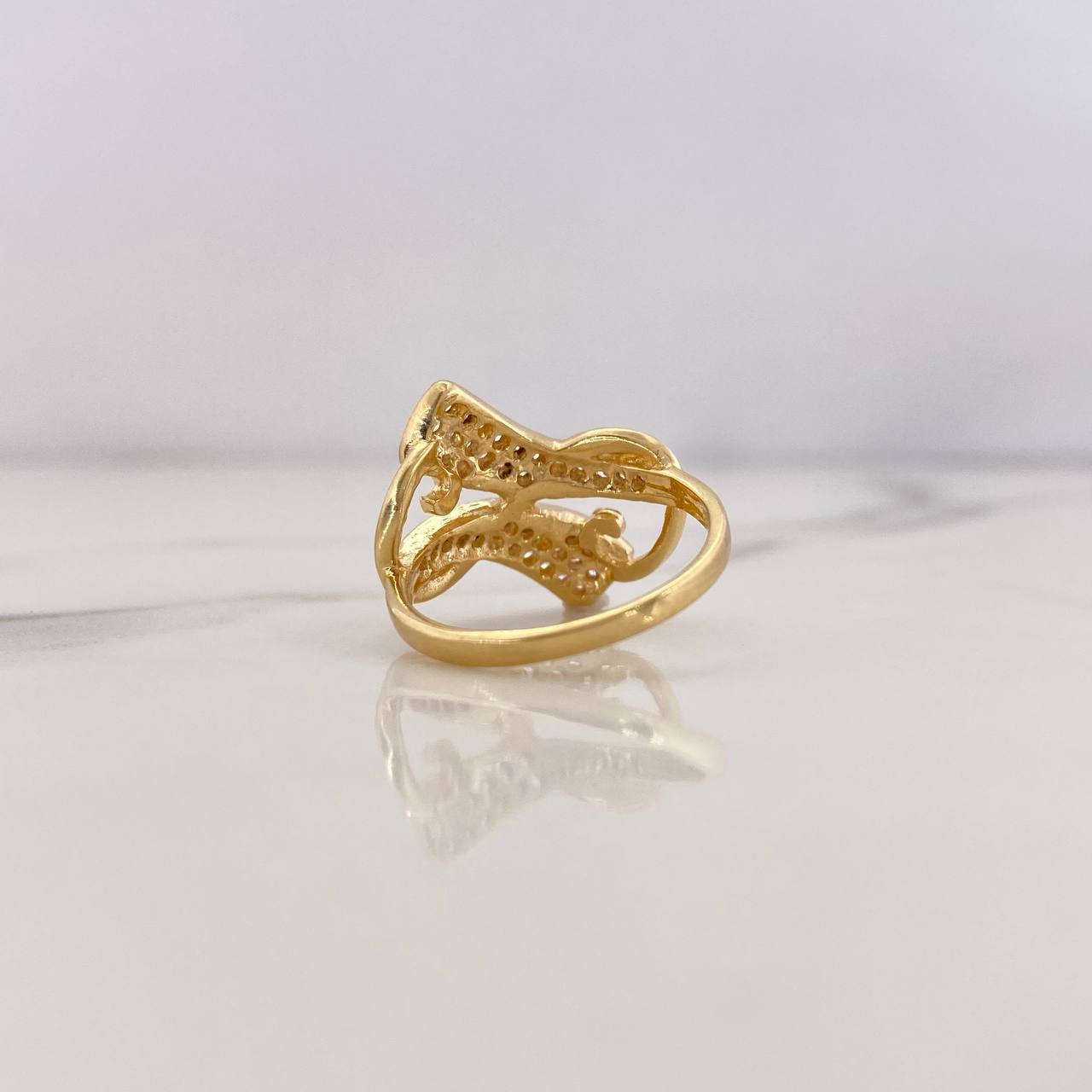 Anillo Liston 3.95gr / T6 / Circones Blancos Oro Amarillo 18K $