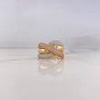 Anillo Rustico Curvas Cruzadas 6.95gr / T8 / Circones Blancos Tres Oros 18K #