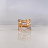 Anillo Rustico Lineas  9.6gr / T8 3/4 / Circones Blancos Oro Rosa 18K #