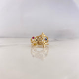 Anillo LV 4.55gr / T6 1/2 / Circones Fucsia-Amarillo-Azul Oro Amarillo 18K #