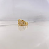 Anillo Trebol 5.25gr / T6 3/4 / Circones Blancos Verdes Dos Oros Amarillo Blanco 18K #