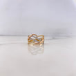 Anillo Rustico Curvas Cruzadas 4.65gr / T5 3/4 / Circones Blancos Tres Oros 18K #