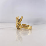 Anillo Rana 6.8gr / T8 3/4 / Circones Negros Fucsias Oro Amarillo 18K #