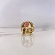 Anillo Rana 6.8gr / T8 3/4 / Circones Negros Fucsias Oro Amarillo 18K #