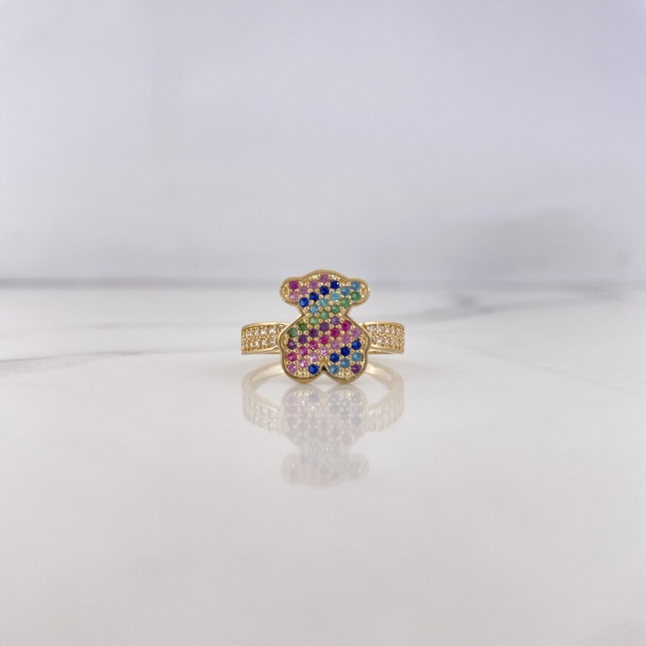 Anillo Oso TS 2.4gr / T6 / Circones Colores Oro Amarillo 18K &