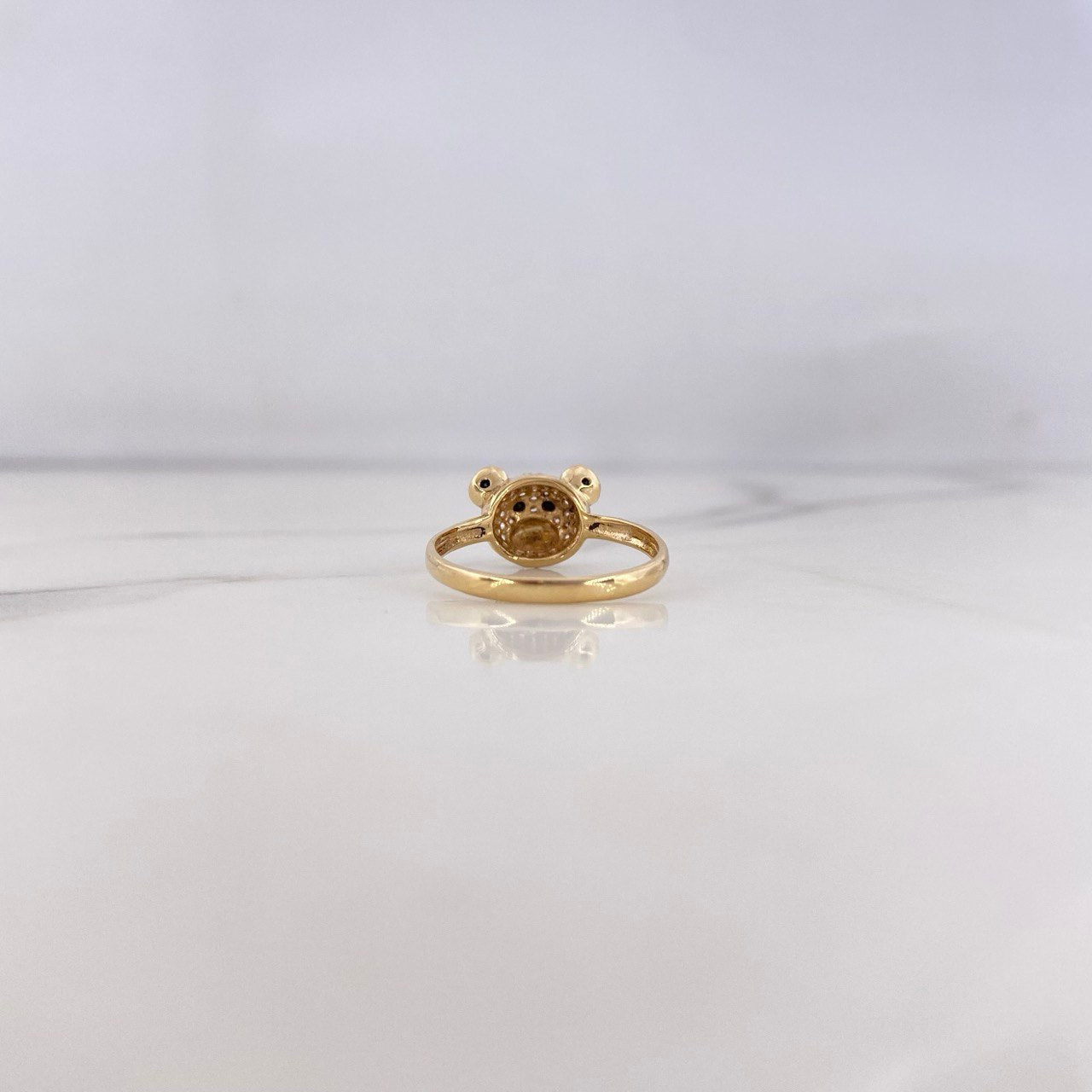 Anillo Oso 2.15gr / T6 1/4 / Circones Negros Blancos Oro Amarillo 18K $