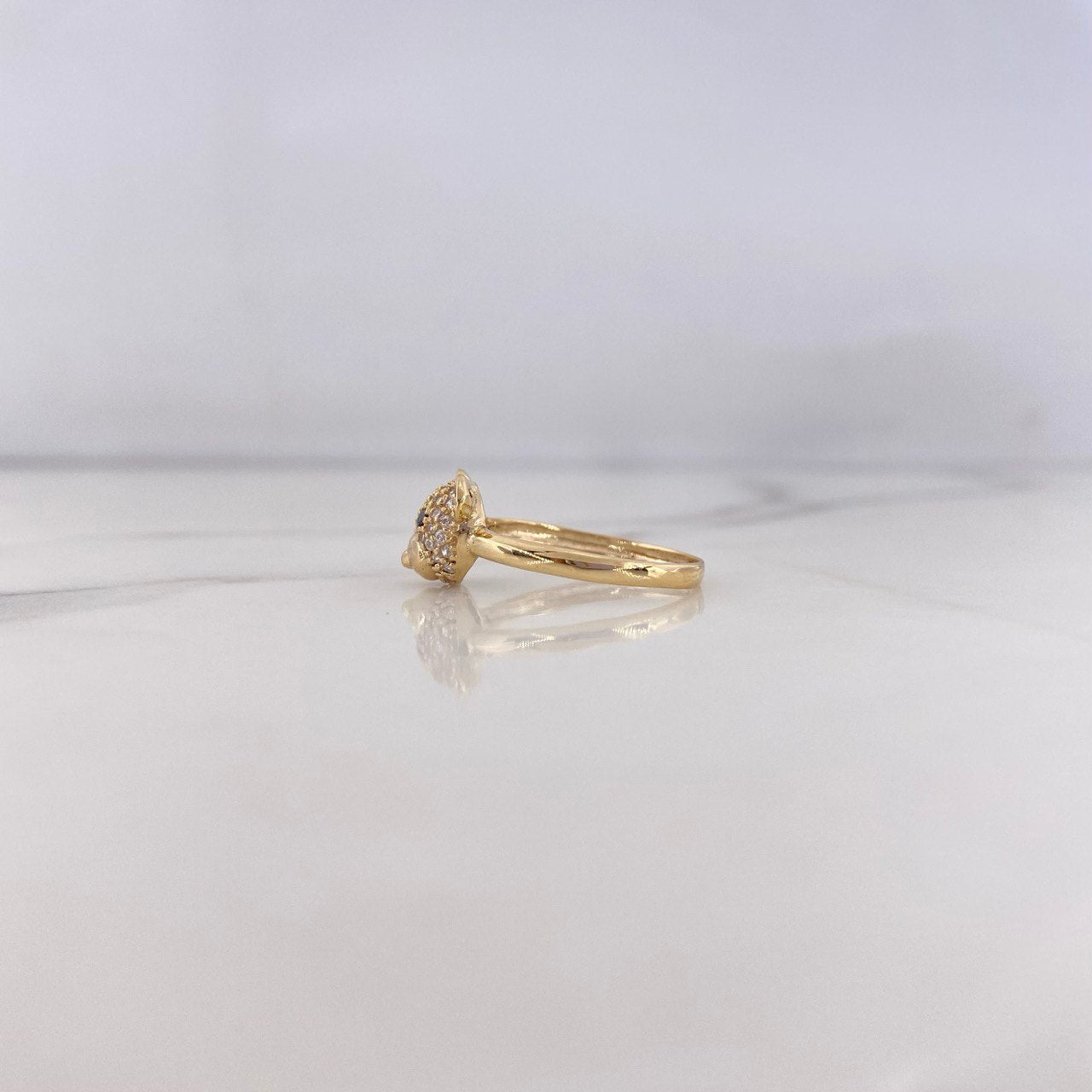 Anillo Oso 2gr / T6 / Circones Negros Blancos Oro Amarillo 18K $