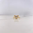 Anillo Rostro Oso 2.35gr / T7 1/4 / Circones Blancos Azules Oro Amarillo 18K #