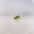 Anillo Banda 3.35gr / T6 1/2 / Circones Blancos Verdes Oro Amarillo 18K #