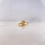 Anillo Rosas 2.45gr / T8 / Circones Blancos Dos Oros Amarillo Blanco 18K #