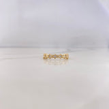 Anillo Argolla Rombos 2.2gr / T7 3/4 / Circones Blancos Oro Amarillo 18K &