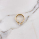 Anillo Solitario Puente Corona 4.25gr / T7 3/4 / Circones Blancos Dos Oros Amarillo Blanco 18K #