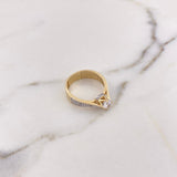 Anillo Solitario Puente Corona 4.25gr / T7 3/4 / Circones Blancos Dos Oros Amarillo Blanco 18K #