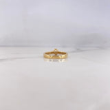 Anillo Solitario Puente 2.55gr / T6 1/2 / Circones Blancos Dos Oros Amarillo Blanco 18K #