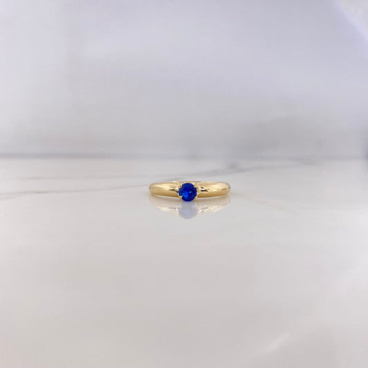 Anillo Solitario 1.65gr / T7 1/2 / Circon Azul Oro Amarillo 18K &