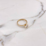 Anillo Solitario 2.6gr / T7 / Circon Blanco Oro Amarillo 18K #