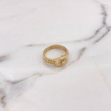 Anillo Correa Corona RX 4.1gr / T7 1/2 / Circones Blancos Oro Amarillo 18K #