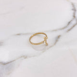 Anillo Cruz 1.75gr / T6 3/4 / Circones Blancos Oro Amarillo 18K #