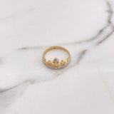 Anillo Corona 2.8gr / T8 1/4 / Circones Blancos Dos Oros Amarillo Blanco 18K #