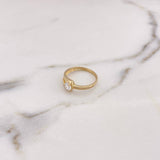 Anillo Solitario Broche 2gr / T7 / Circones Blancos Oro Amarillo 18K #