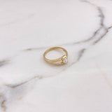 Anillo Solitario Broche 2gr / T7 / Circones Blancos Oro Amarillo 18K #