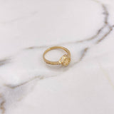 Anillo Huella 2.4gr / T8 1/4 / Circones Blancos Oro Amarillo 18K #