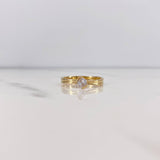 Anillo Solitario Linea Invertida 2.55gr / T7 / Circon Blanco Oro Amarillo 18K &