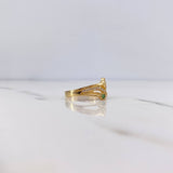 Anillo Corazon Lineas Cruzadas 2.7gr / T6 / Circones Verde Blancos Oro Amarillo 18K &