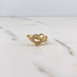 Anillo Corazon Rustico 3.55gr / T7 / Circones Blancos Oro Amarillo 18K &