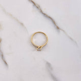 Anillo Solitario Linea Invertida 2gr / T6 1/2 / Circones Blancos Dos Oros Amarillo Blanco 18K $