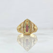 Anillo Virgen Guadalupe Cruces 6.4gr / T7 1/4 / Circones Blancos Verdes Y Fucsias Oro Amarillo 18K