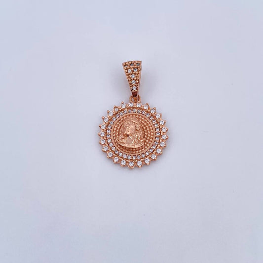 Dije Medalla Rostro Cristo 4gr / 2.8cm / Circones Blancos Oro Rosa 18K $