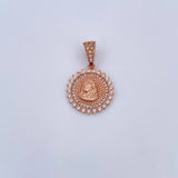 Dije Medalla Rostro Cristo 4gr / 2.8cm / Circones Blancos Oro Rosa 18K $