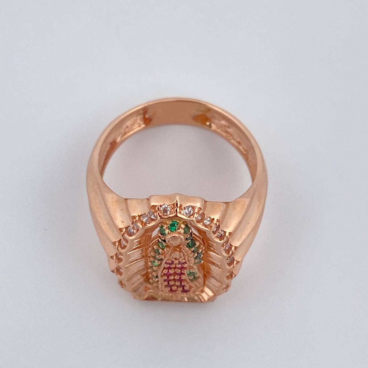 Anillo Virgen Guadalupe 6.5gr / T6 / Circones Blancos Verdes Fucsias Oro Rosa 18K $