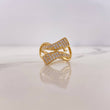 Anillo Liston 4.2gr / T5 1/4 / Circones Blancos Oro Amarillo 18K $