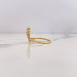 Anillo Flor 3.2gr / T7 1/2 / Circones Blancos Oro Amarillo 18K $